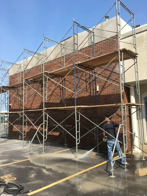 brick wall after installation by masonry contractors